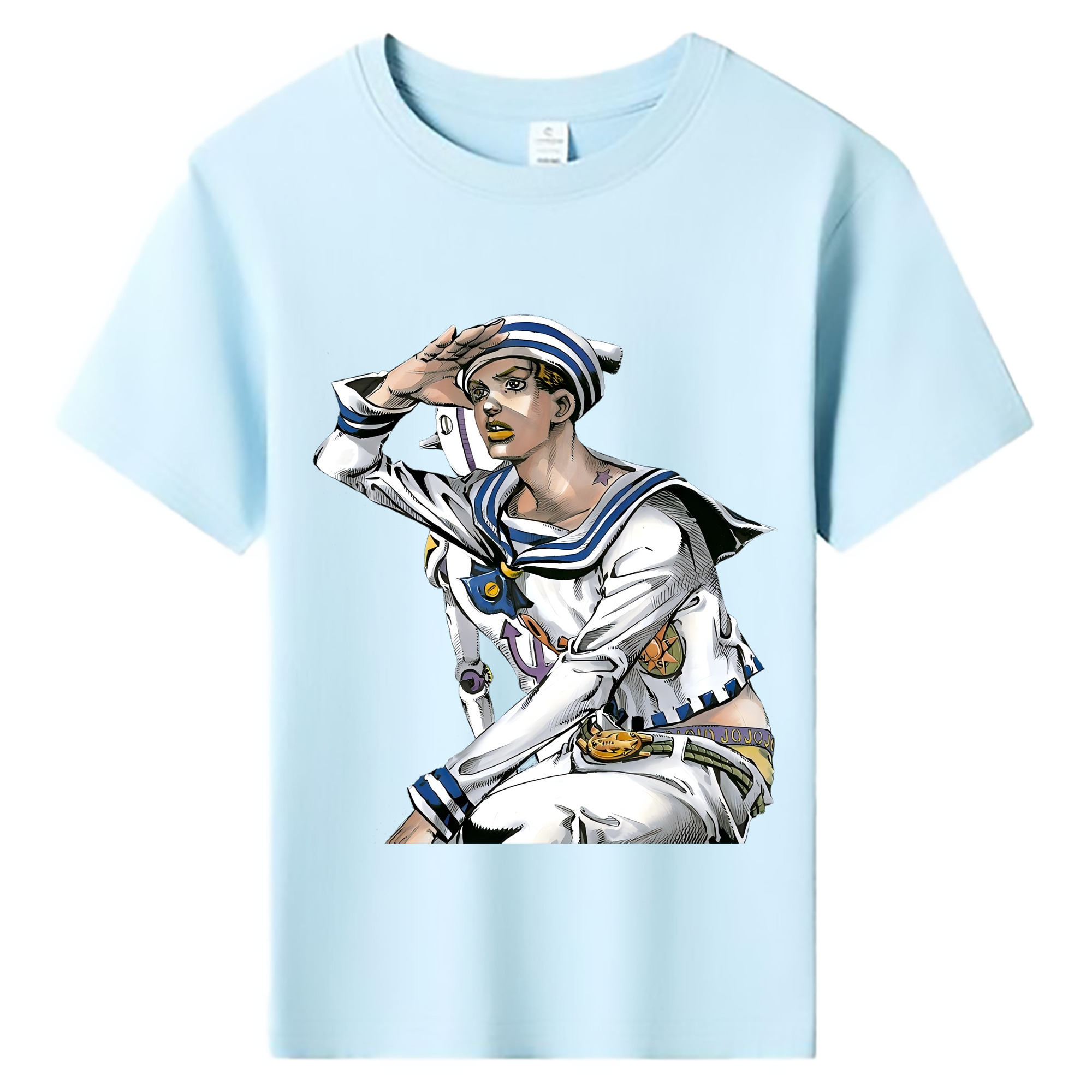 （画像用） ジョジョの奇妙な冒険 東方定助 JoJo's Bizarre Adventure Higashikata Josuke 綿100％キッズTシャツ（フロントプリント）
